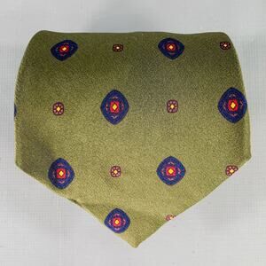 GIANNI VERSACE Green Navy Dots Silk Tie